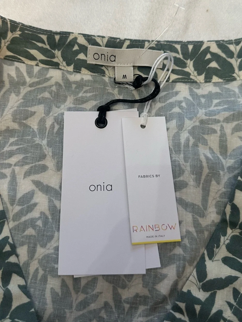 New! Onia Sage Green Air Linen Wrap Mini Dress Size large NWT 38382